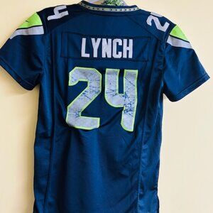 Marshawn Lynch #24 Seattle Seahawks NFL NIKE Blue Home Game Jersey Women's Sz S